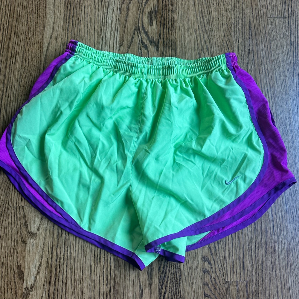 Nike Lime Green and Purple Dri-FIT Shorts